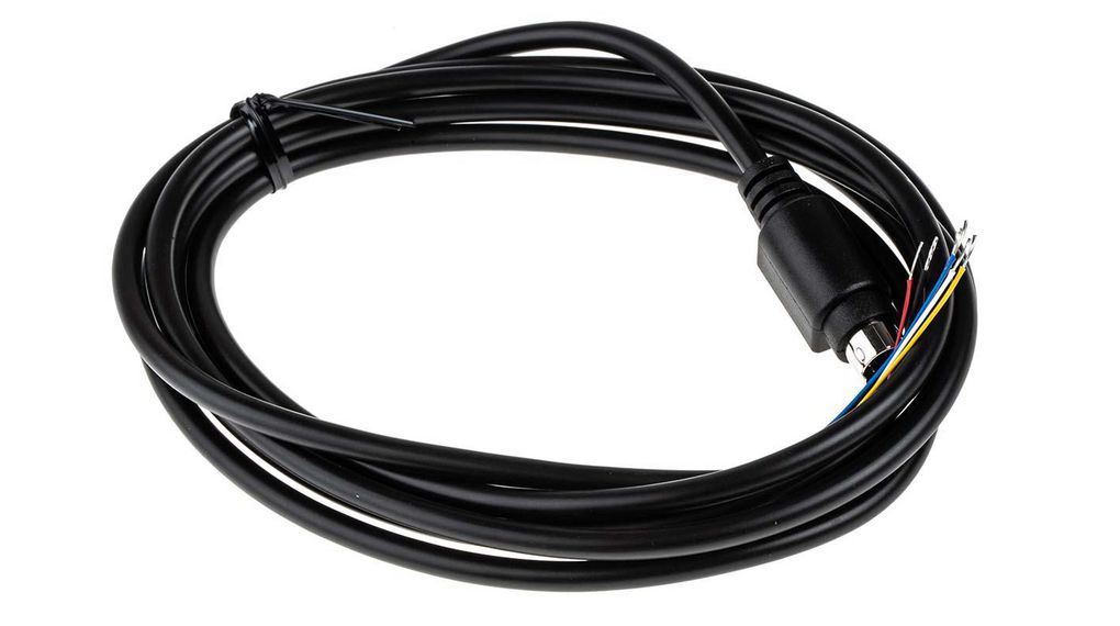 Mini-DIN-Kabel DIN-Stecker, 6-polig - Offene Enden 2m Schwarz